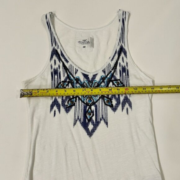 H & M - Ethnic Beaded Sleeveless Tank Top in White and Blue - Picture 7 of 8